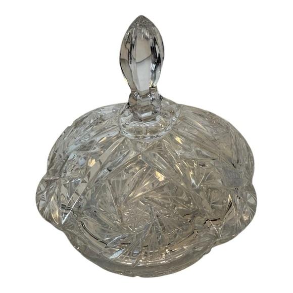 Pinwheel Crystal Candy / Jewelry Dish With Lid - Picture 2 of 11